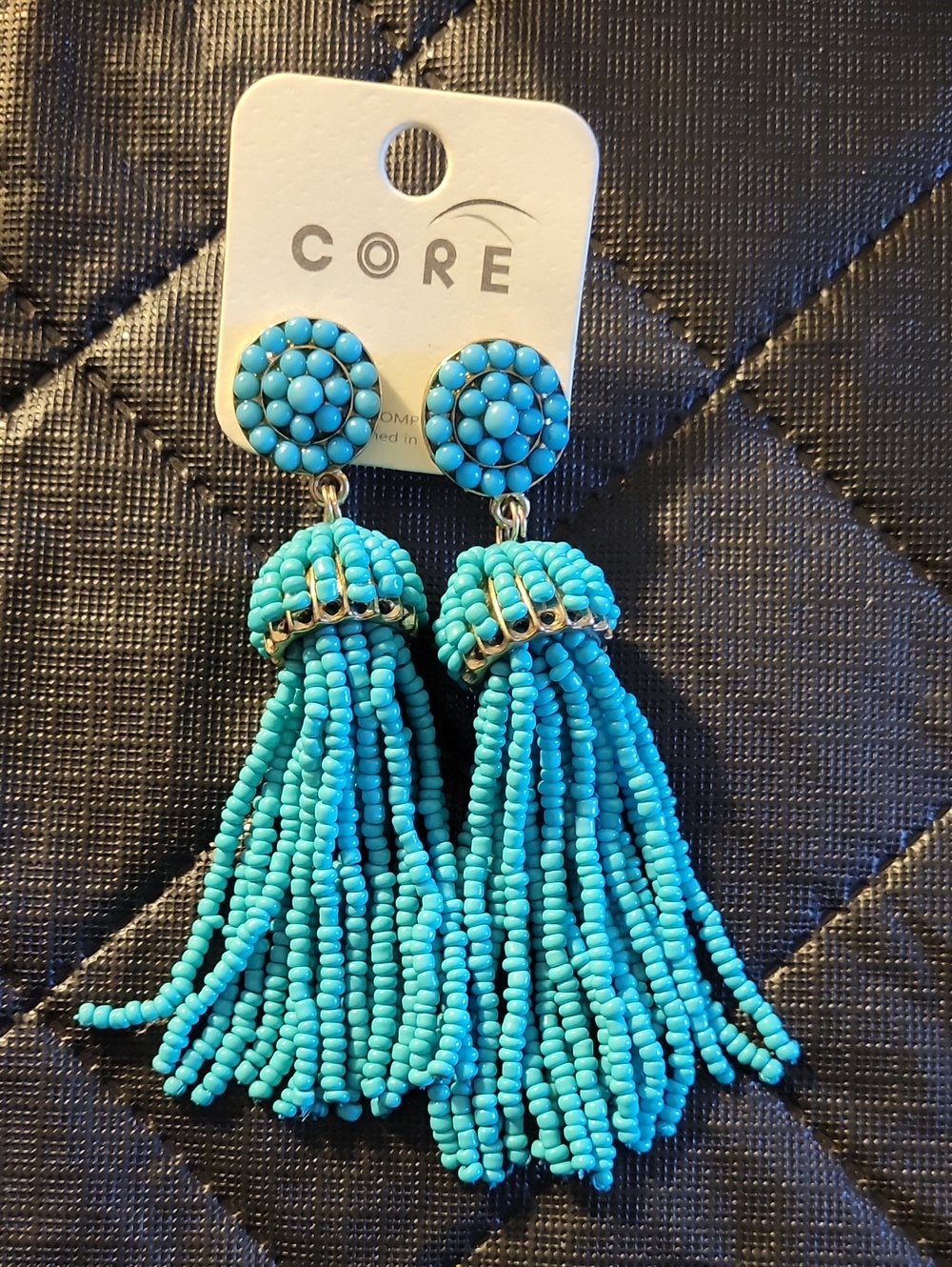 CORE Turquoise Beaded Tassel Earrings